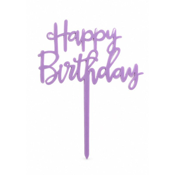 Lavender Happy Birthday cake topper